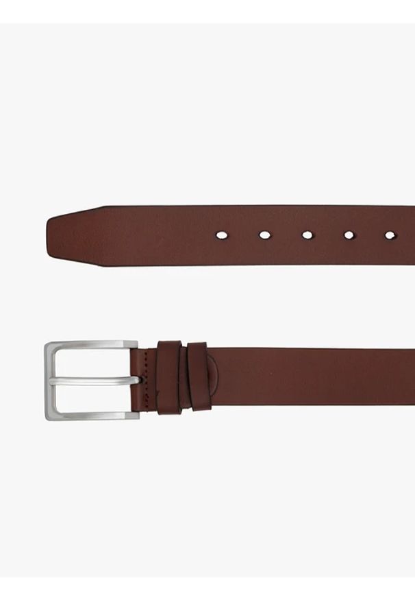 Ryłko - Ciemnobrązowy pasek ze skóry licowej. Kolor: brązowy. Materiał: skóra. Styl: klasyczny, street