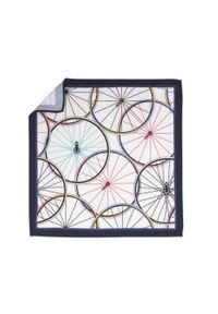 Modini - Biało-granatowa poszetka w kolorowe koła od roweru E310. Kolor: biały, wielokolorowy, niebieski. Wzór: kolorowy #1