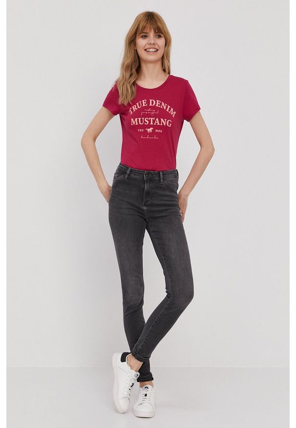 Mustang Jeansy damskie medium waist. Kolor: szary