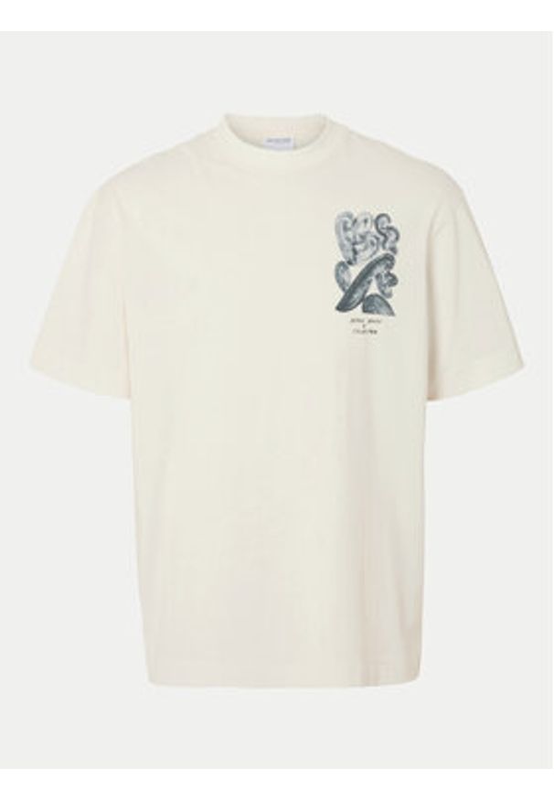 Selected Homme T-Shirt Will 16097225 Écru Relaxed Fit. Materiał: bawełna
