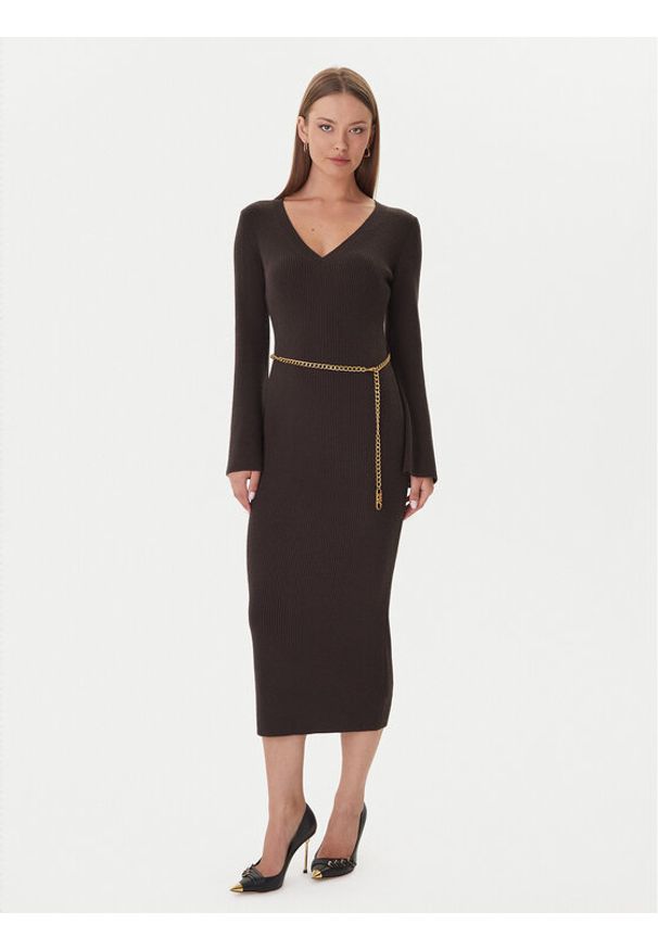 MICHAEL Michael Kors Sukienka dzianinowa MF5835G4VR Brązowy Slim Fit. Kolor: brązowy. Materiał: wełna
