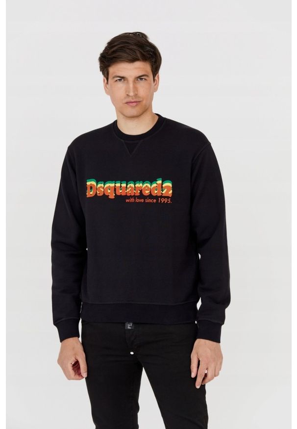 DSQUARED2 Czarna męska bluza cool fit, Rozmiar L. Kolor: czarny