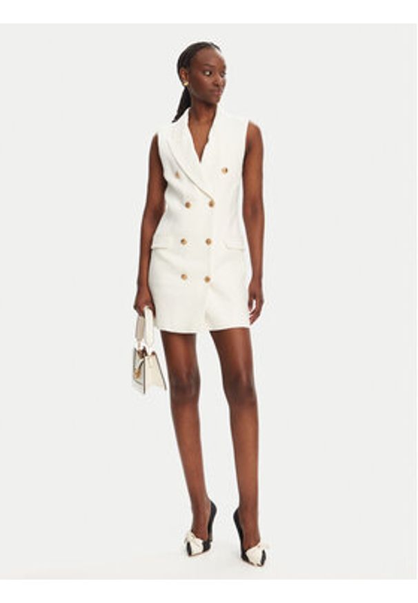 Elisabetta Franchi Sukienka koszulowa AB85352E2 360 Biały Regular Fit. Kolor: biały. Materiał: len. Typ sukienki: koszulowe