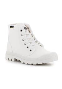 Buty do chodzenia unisex Palladium Pampa HI. Wysokość cholewki: za kostkę. Zapięcie: sznurówki. Kolor: biały. Materiał: guma, syntetyk, materiał. Szerokość cholewki: normalna. Sport: turystyka piesza #1