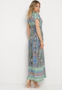 Born2be - Jasnozielona Maxi Sukienka Wiskozowa o Kopertowym Fasonie we Wzór Paisley Aricsa. Okazja: na co dzień. Kolor: zielony. Materiał: wiskoza. Wzór: paisley. Typ sukienki: kopertowe. Styl: wizytowy, klasyczny, casual. Długość: maxi #6
