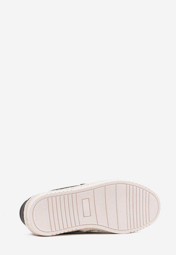 Born2be - Czarne Półbuty Typu Mokasyny Ozdobione Plecionką Thalalin. Okazja: na co dzień. Kolor: czarny. Materiał: jeans. Wzór: aplikacja. Styl: casual, klasyczny, elegancki