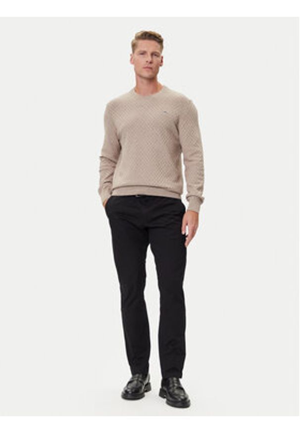 GANT - Gant Sweter 8030261 Beżowy Regular Fit. Kolor: beżowy. Materiał: bawełna