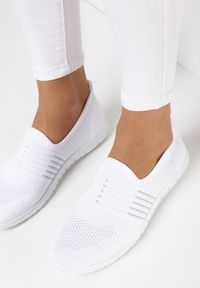 Born2be - Białe Tenisówki Adrea. Nosek buta: okrągły. Kolor: biały. Materiał: jeans, materiał. Szerokość cholewki: normalna #5