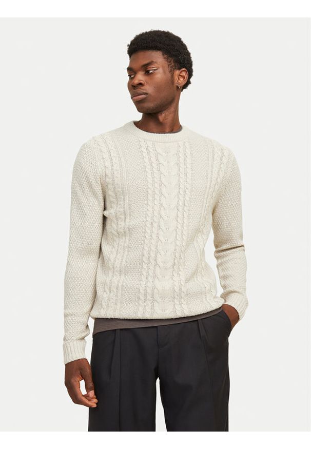 Jack & Jones - Jack&Jones Sweter Craig 12258480 Écru Regular Fit. Materiał: syntetyk