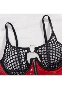 Intica - Komplet bielizny z ażurowym topem i siateczkowymi detalami na romantyczne wieczory Mikaela. Kolor: wielokolorowy. Materiał: materiał, skóra. Wzór: ażurowy #7