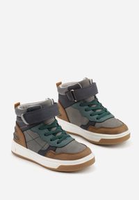Born2be - Ciemnobeżowe Botki Vices w Stylu Sneakersów z Przeszyciami Esselia. Okazja: na uczelnię, na co dzień. Zapięcie: rzepy. Kolor: beżowy. Materiał: jeans. Styl: casual