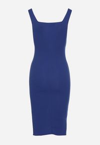 Born2be - Niebieska Sukienka Ołówkowa na Ramiączkach z Dekoltem w Kształcie Serca Maralessa. Okazja: na ślub cywilny, na co dzień, na wesele. Kolor: niebieski. Długość rękawa: na ramiączkach. Wzór: aplikacja. Typ sukienki: ołówkowe. Styl: klasyczny, casual, elegancki #6
