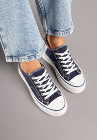 Born2be - Granatowe Klasyczne Trampki na Grubej Podeszwie Natileva. Okazja: na co dzień. Kolor: niebieski. Materiał: jeans. Szerokość cholewki: normalna. Styl: klasyczny #3