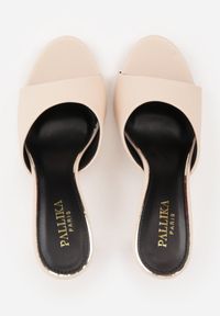 Renee - Beżowe Klapki z Wyciętą Cholewką Glyserris. Okazja: na imprezę, na co dzień. Kolor: beżowy. Materiał: skóra. Styl: casual, elegancki #9