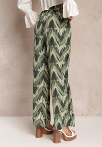 Renee - Zielone Szerokie Spodnie z Gumką i Wiązaniem w Talii Vayolet. Okazja: na co dzień. Kolor: zielony. Materiał: tkanina. Styl: casual #4