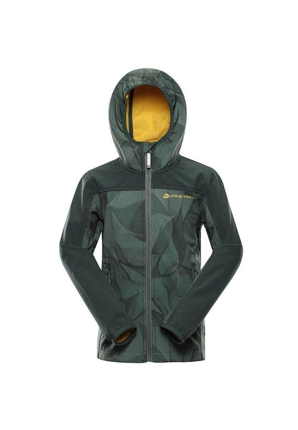 ALPINE PRO - Kurtka Softshell dla Dzieci Alpine Pro Hooro - Wodoodporna i Oddychająca. Kolor: zielony. Materiał: elastan, poliester. Styl: sportowy