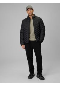 4f - 4F Kurtka z wypełnieniem syntetycznym męska - czarna L. Okazja: na co dzień. Kolor: czarny. Materiał: syntetyk. Wzór: jodełka. Styl: casual #2