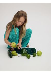 Reserved - Strukturalne spodnie - zielony. Kolor: zielony. Materiał: dzianina #1