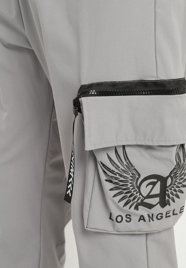 Born2be - Szare Spodnie Dresowe w Stylu Cargo Efalitha. Kolor: szary. Materiał: dresówka. Styl: sportowy