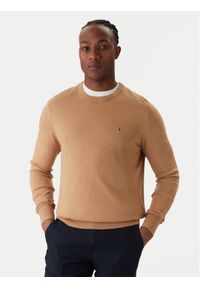 TOMMY HILFIGER - Tommy Hilfiger Sweter MW0MW28046 Beżowy Regular Fit. Kolor: beżowy. Materiał: bawełna #1