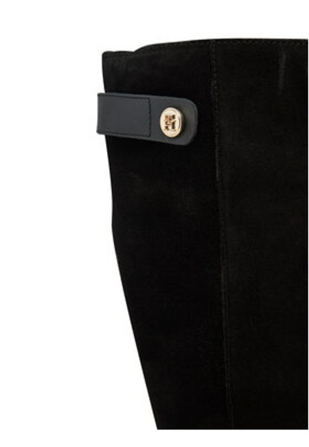 TOMMY HILFIGER - Tommy Hilfiger Kozaki Th Stud Leather Mix Long Boot FW0FW08341 Czarny. Kolor: czarny. Materiał: zamsz, skóra