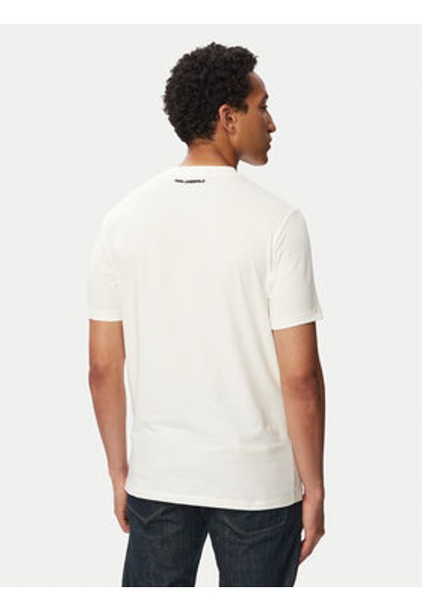Karl Lagerfeld - KARL LAGERFELD T-Shirt 755048 563235 Biały Regular Fit. Typ kołnierza: dekolt w karo. Kolor: biały. Materiał: bawełna