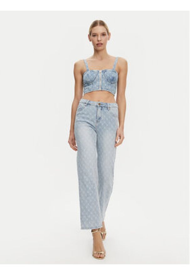 Gaudi Top 511BD46001 Niebieski Slim Fit. Kolor: niebieski. Materiał: bawełna