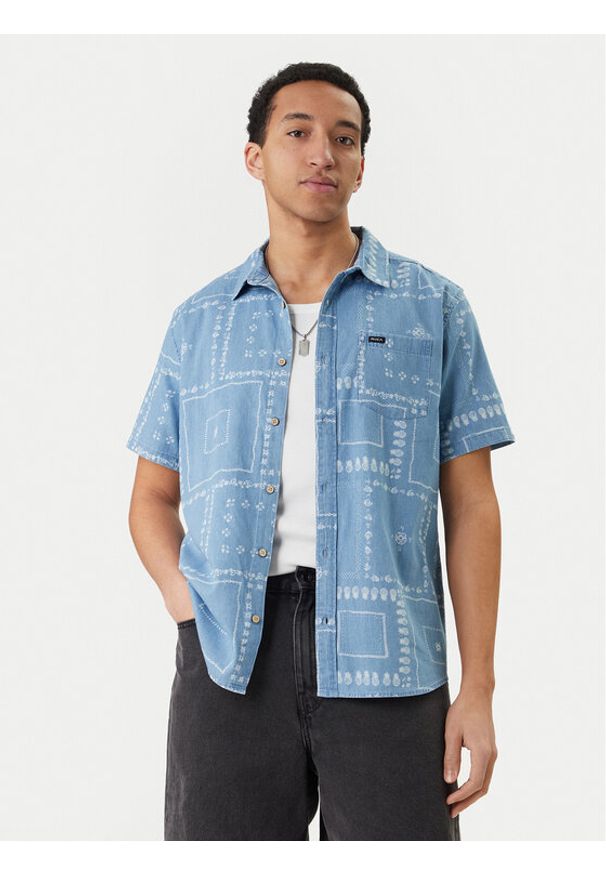 RVCA Koszula Frame Chambray AVYWT00507 Błękitny Regular Fit. Kolor: niebieski. Materiał: bawełna