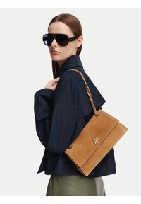 Tory Burch Torebka Kira Turnlock Suede Shoulder Bag 178857 Brązowy. Kolor: brązowy. Materiał: skórzane, zamszowe #1
