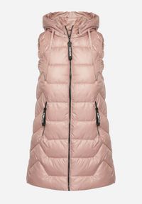 Born2be - Różowa Kamizelka z Odpinanym Kapturem Pikowana z Kieszeniami Quillasa. Kolor: różowy. Materiał: materiał. Sezon: jesień, wiosna #2