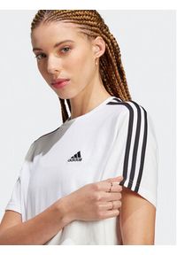 Adidas - adidas T-Shirt Essentials 3-Stripes Single Jersey Crop Top HR4915 Biały Loose Fit. Kolor: biały. Materiał: bawełna #4