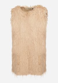 Born2be - Beżowa Kamizelka Futrzana ze Wsuwanymi Kieszeniami Venzira. Okazja: na co dzień. Kolor: beżowy. Materiał: futro. Wzór: aplikacja. Styl: casual, elegancki #5