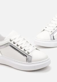 Renee - Białe Sneakersy na Grubej Podeszwie z Brokatem Veneli. Kolor: biały #2