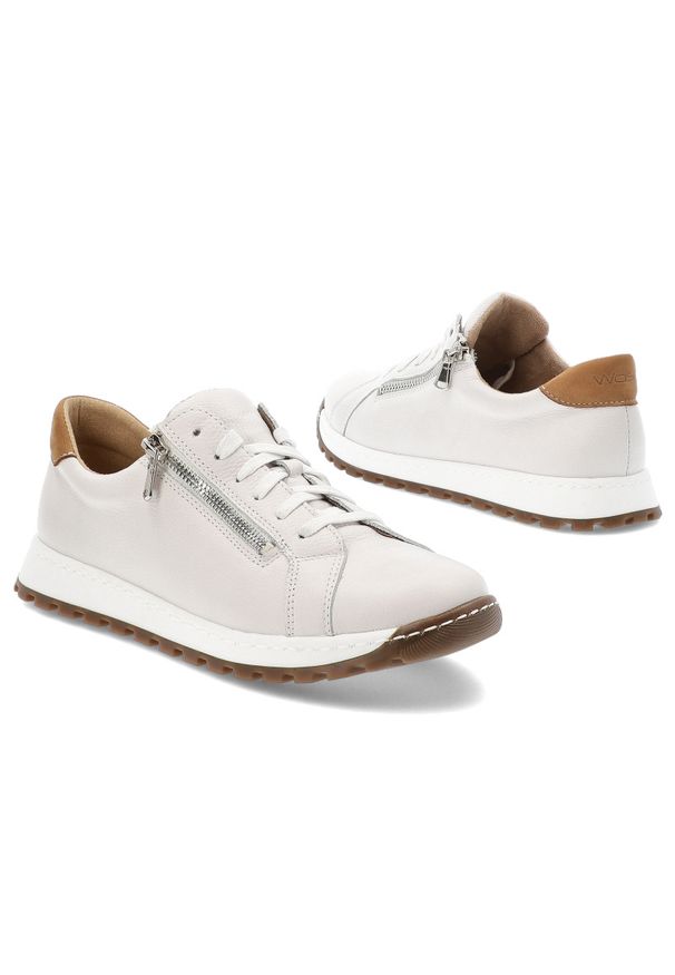 Białe Sneakersy Wasak Stylowe Obuwie Damskie. Okazja: na co dzień. Zapięcie: sznurówki. Kolor: biały. Materiał: nubuk, skóra, jeans. Wzór: grochy. Sezon: lato