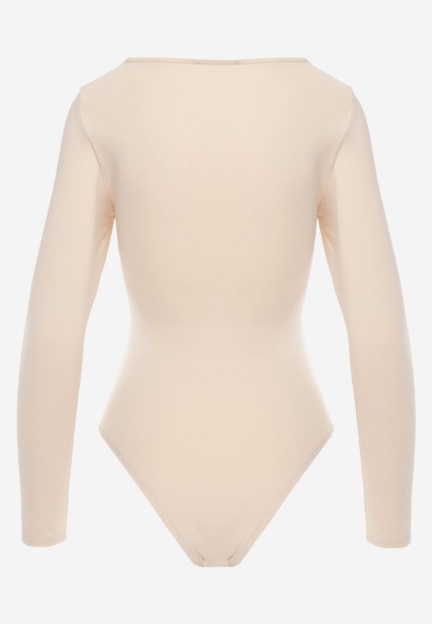 Born2be - Beżowe Body z Kwadratowym Dekoltem Phicise. Okazja: na co dzień. Typ kołnierza: dekolt kwadratowy. Kolor: beżowy. Materiał: wiskoza, jeans. Styl: wizytowy, casual