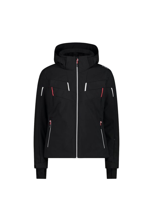 Kurtka damska narciarska CMP 34W4536. Typ kołnierza: kaptur. Kolor: czarny. Materiał: softshell. Sezon: zima. Sport: narciarstwo