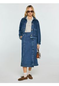 Big-Star - Spódnica damska midi jeansowa granatowa Roxana 567. Okazja: na co dzień. Kolor: niebieski. Materiał: jeans. Styl: casual, klasyczny #7