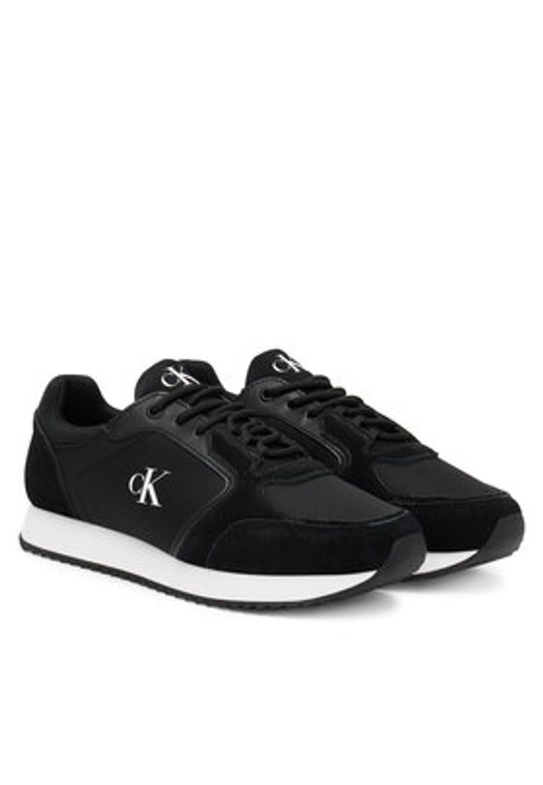 Calvin Klein Jeans Sneakersy Runner Laceup Sock Mg Nylon Mix YW0YW01644 Czarny. Kolor: czarny. Materiał: skóra