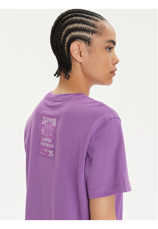 Champion T-Shirt 117207 Fioletowy Oversize. Kolor: fioletowy. Materiał: bawełna