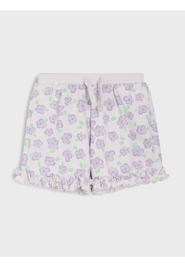 Sinsay - Bawełniane szorty z motywem kwiatowym - fioletowy. Kolor: fioletowy. Materiał: bawełna. Wzór: kwiaty