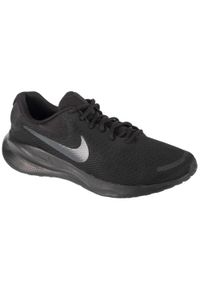 Buty do biegania męskie Nike Revolution 7. Zapięcie: sznurówki. Kolor: czarny. Materiał: materiał, syntetyk, tkanina. Szerokość cholewki: normalna. Model: Nike Revolution. Sport: bieganie