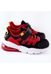 Dziecięce Sportowe Buty Na Rzep ABCKIDS Czarno-Czerwone czarne. Zapięcie: rzepy. Kolor: wielokolorowy, czarny, czerwony. Materiał: materiał #7