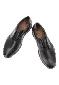 Czarne Półbuty Rieker Eleganckie Obuwie Męskie. Okazja: na co dzień. Kolor: czarny. Materiał: skóra. Styl: elegancki