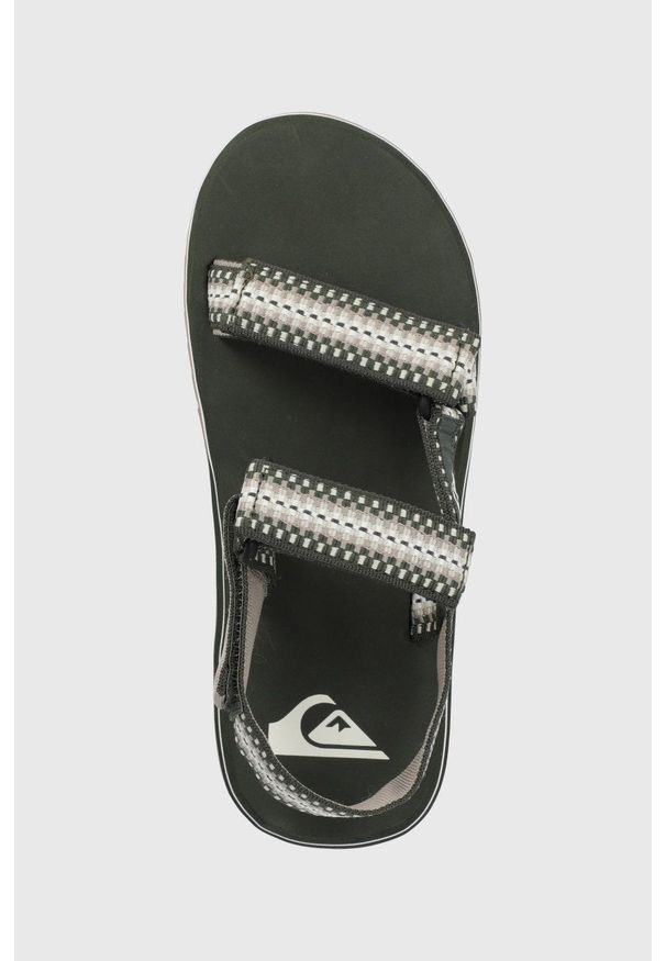 Quiksilver sandały męskie kolor zielony. Zapięcie: rzepy. Kolor: zielony. Materiał: materiał, guma. Obcas: na obcasie. Wysokość obcasa: niski