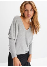 bonprix - Cienki sweter z aplikacją ze sztrasów. Kolor: szary. Wzór: aplikacja #1