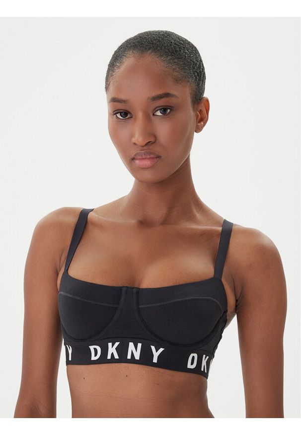DKNY Biustonosz z fiszbiną DK4521 Czarny. Kolor: czarny. Materiał: bawełna