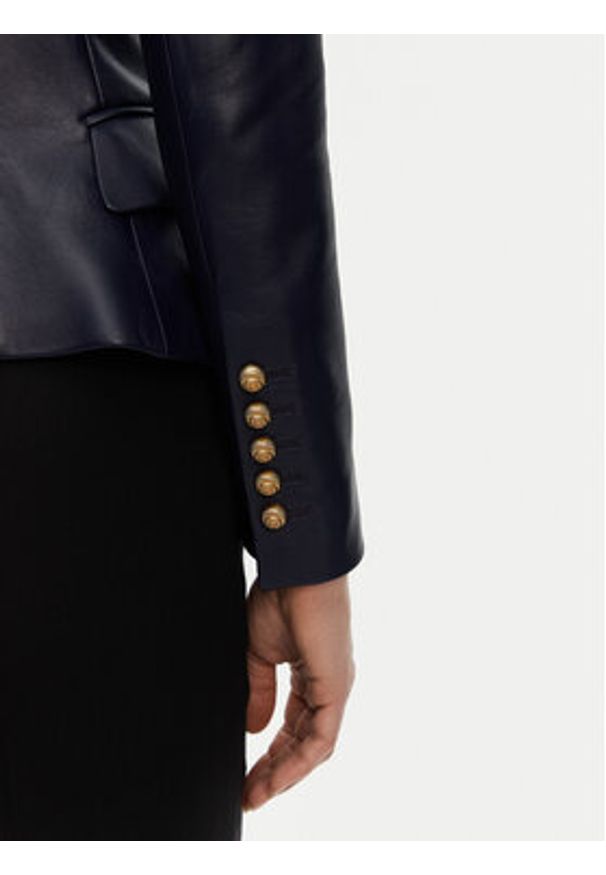 Balmain Marynarka DF0SG185LC62 Granatowy Regular Fit. Kolor: niebieski. Materiał: skóra