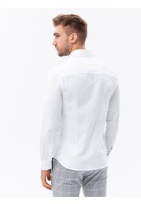 Ombre Clothing - Bawełniana koszula męska z tkaniny w stylu Oxford SLIM FIT - biała V1 K642 - XL. Kolor: biały. Materiał: tkanina, bawełna #3