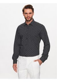 Karl Lagerfeld - KARL LAGERFELD Koszula 605003 533678 Czarny Slim Fit. Typ kołnierza: dekolt w karo. Kolor: czarny. Materiał: bawełna