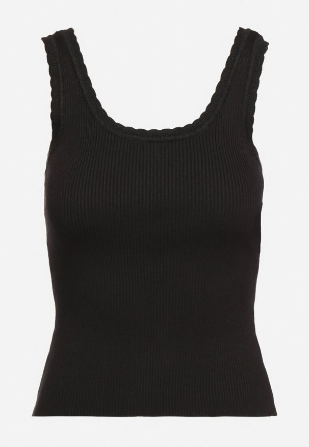 Born2be - Czarny Klasyczny Top z Wiskozą i Metaliczną Nicią Riarria. Okazja: na co dzień, do pracy, na spotkanie biznesowe. Kolor: czarny. Materiał: wiskoza. Styl: klasyczny